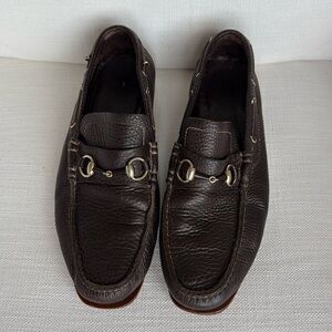 Gucci Brown Leather Loafers with Horsebit Detail